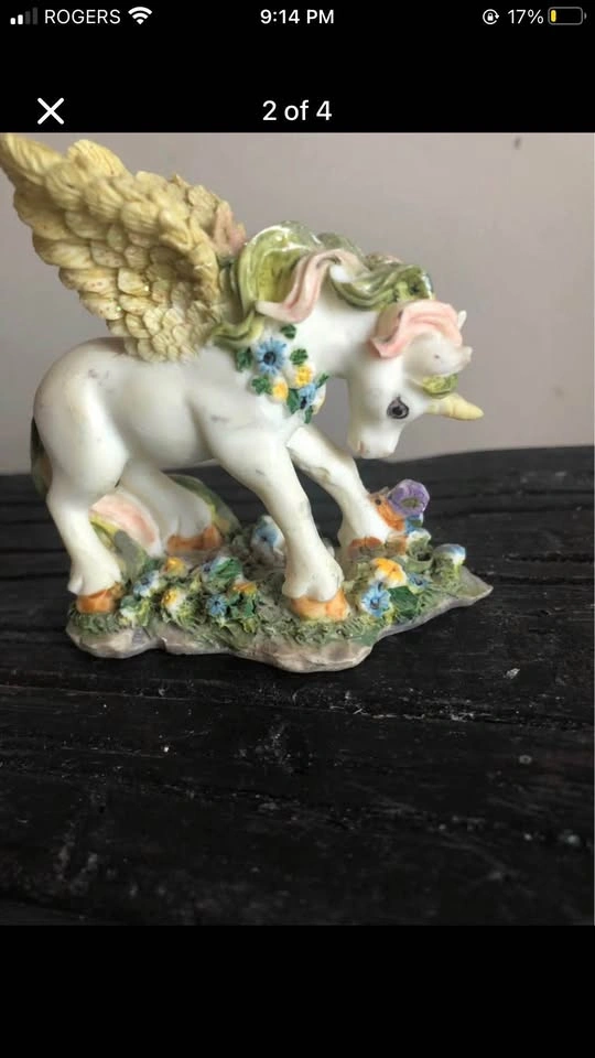 Vintage Winged Unicorn Alicorn Figurine with Flowers - photo 3