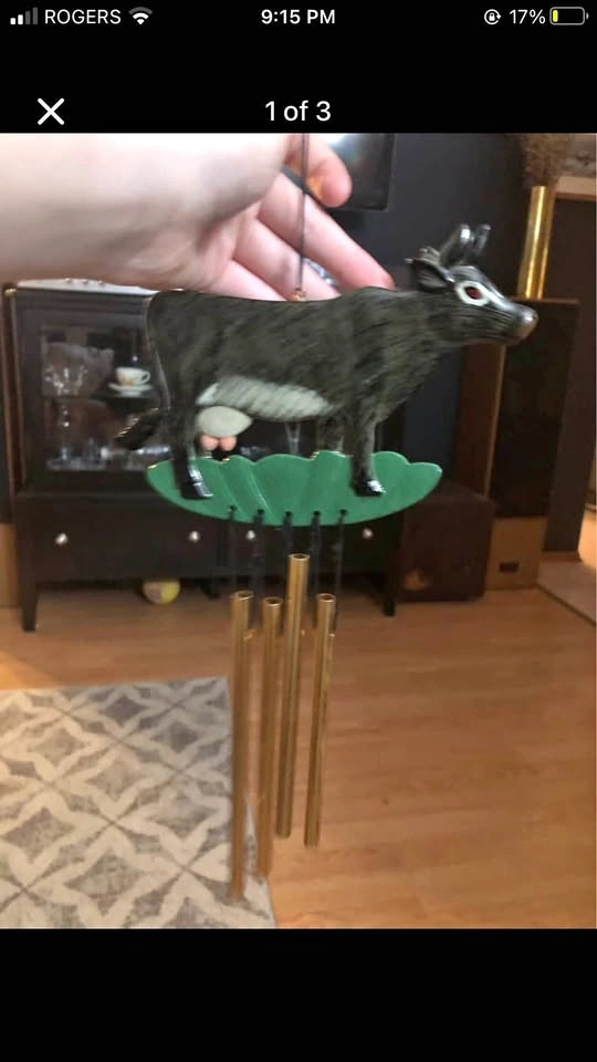 Cow hand painted wind chime