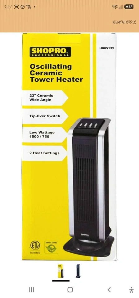Brand New Shopro 23" Oscillating Ceramic Tower Heater - NIB - photo 2