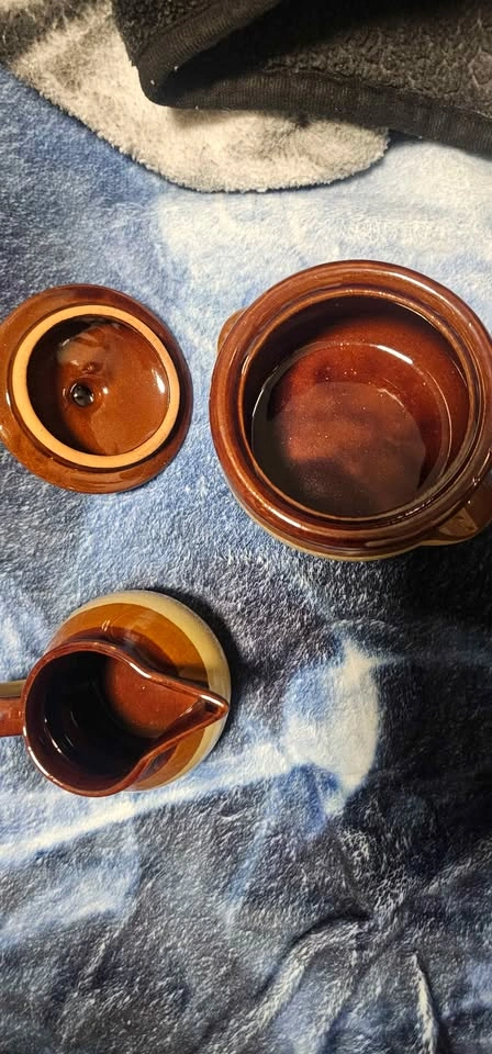 Vintage 1970s Stoneware Pitcher, Creamer & Sugar Bowl Set - photo 2
