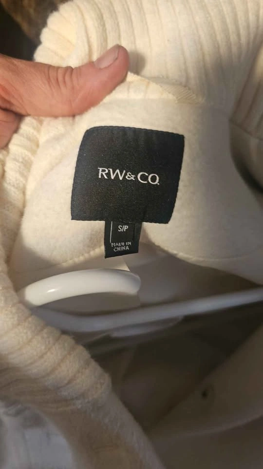 RW&CO. Cream Wool-Blend Winter Wrap Coat with Knit Collar - Size - photo 4