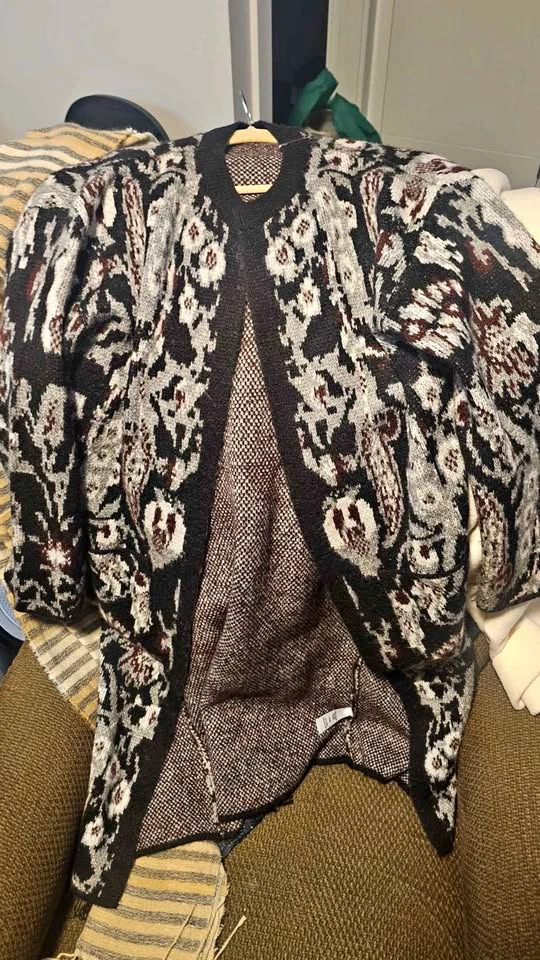 Cleo Patterned Open-Front Knit Cardigan Jacket - Size XS