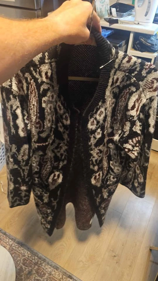 Cleo Patterned Open-Front Knit Cardigan Jacket - Size XS - photo 3