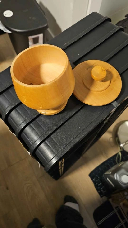 Vintage Hand-Turned Wooden Lidded Bowl by BC Artisan Paul Semino - photo 2