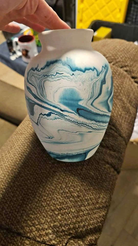 Vintage Nemadji Pottery 7" Swirl Vase - Made in USA