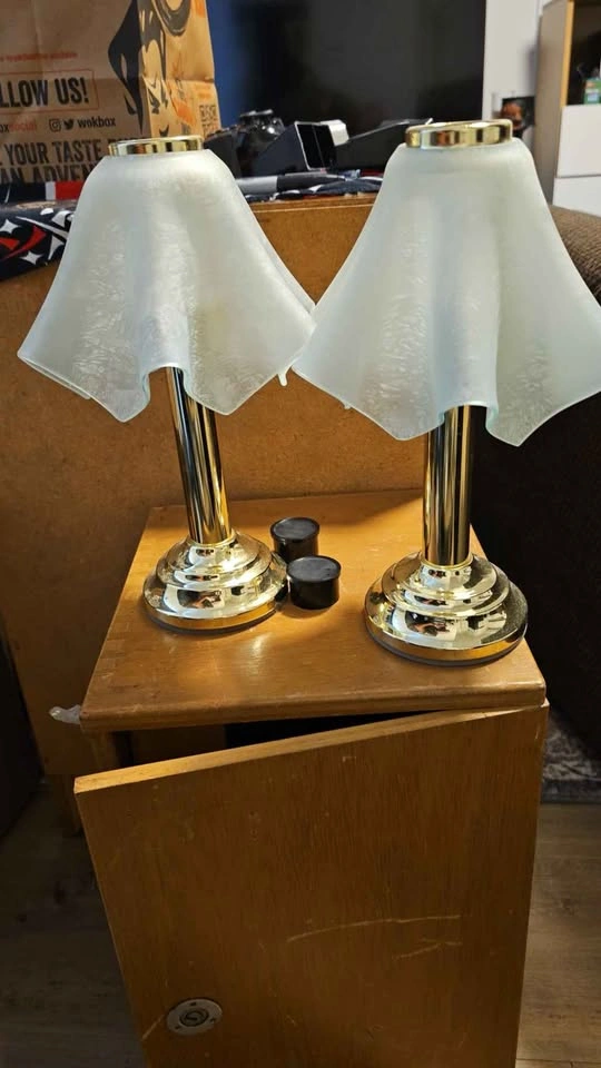 Pair of Vintage 1990s PartyLite "Venetian" Brass Tealight Lamps - photo 4