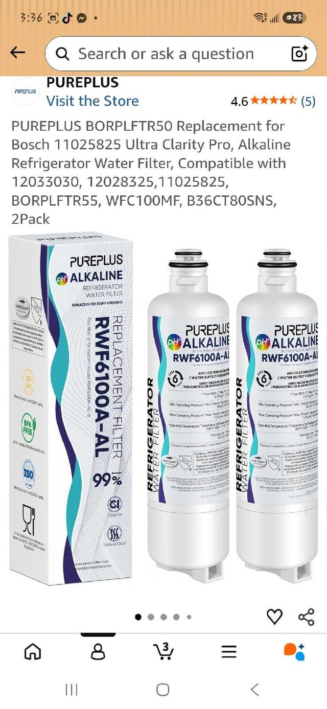 PUREPLUS Refrigerator Water Filter 2-Pack