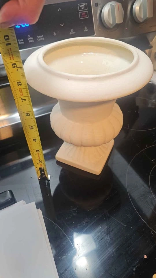 Vintage Matte White Ceramic Pedestal Urn Vase - 8.5"x9" - photo 3