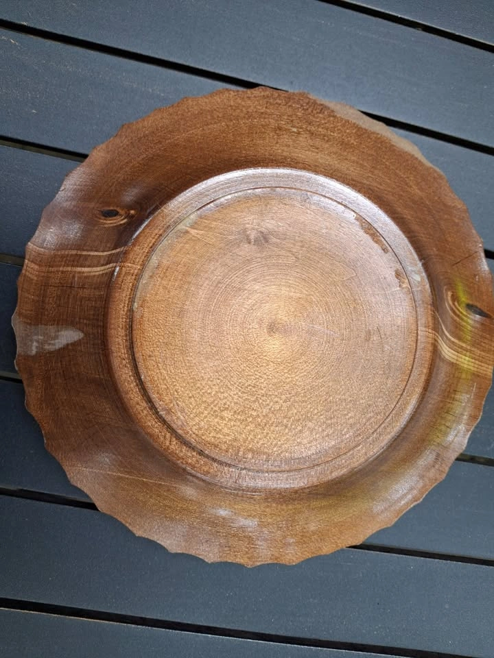 Vintage Hand-Carved Wooden Ashtray with Glass Insert - photo 5