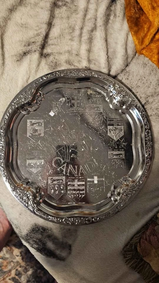 Vintage Mid-Century Chrome Canada Souvenir Tray