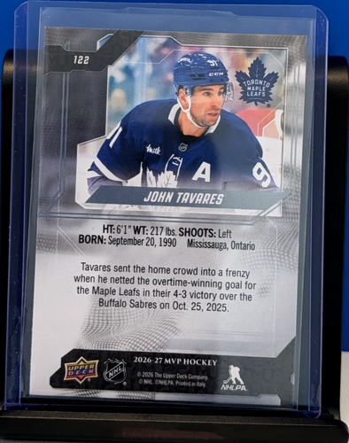 John Tavares 2026-27 Upper Deck MVP #122 Toronto Maple Leafs - photo 2