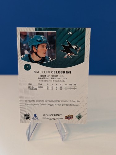 Macklin Celebrini 2025-26 Upper Deck SP Hockey #26 San Jose Shar - photo 2