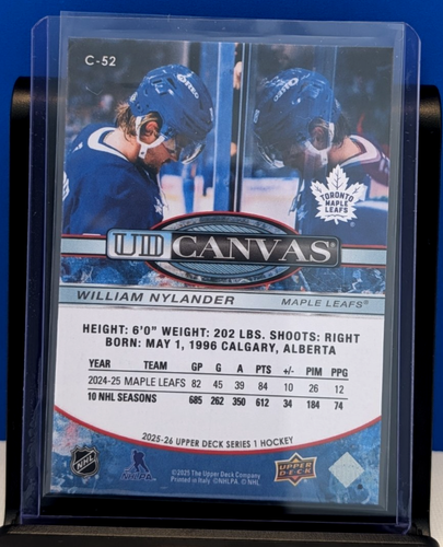 William Nylander 2025-26 Upper Deck Series 1 UD Canvas C-52 - photo 2