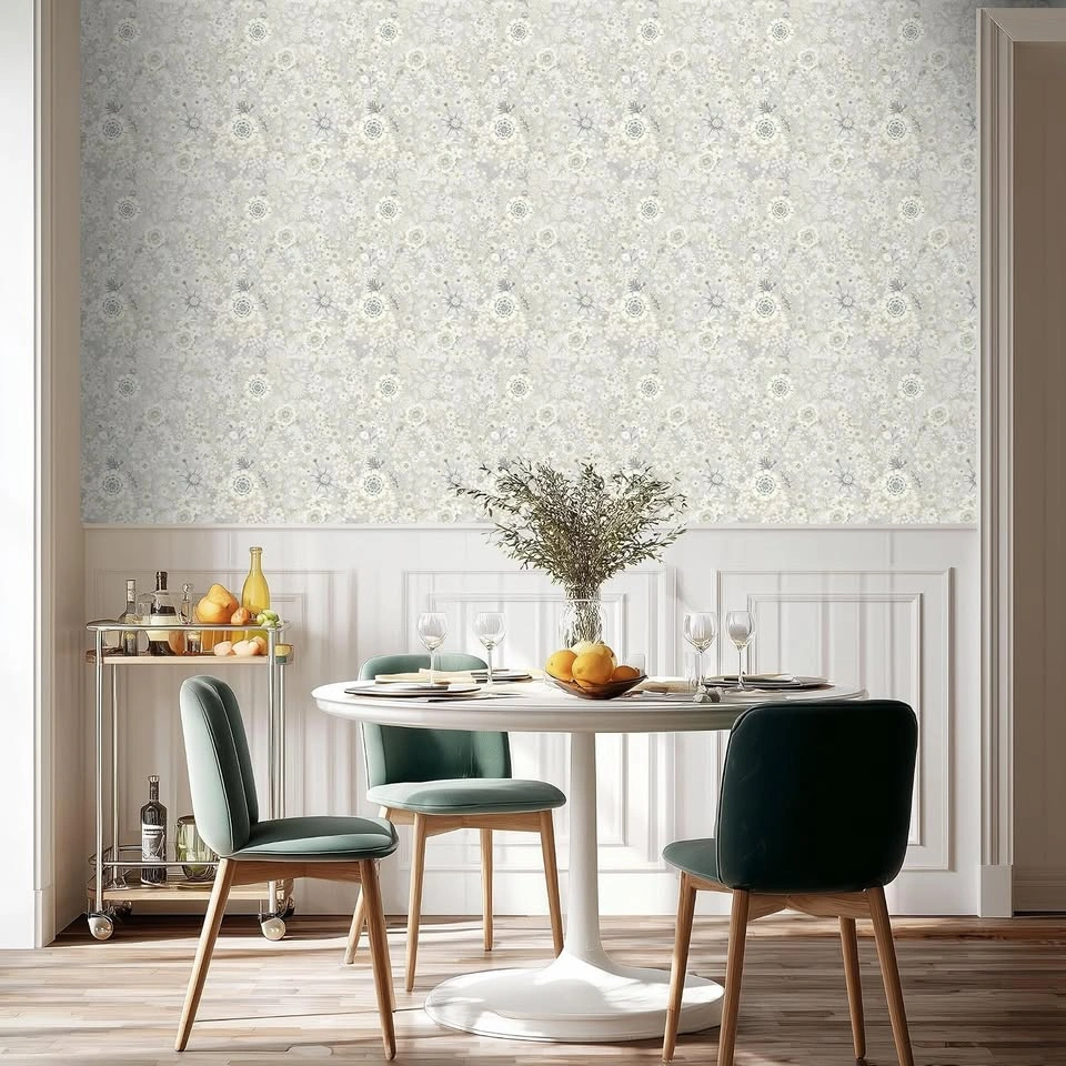 Soft Neutral Floral Peel and Stick Wallpaper - 17.3"x118" - photo 3