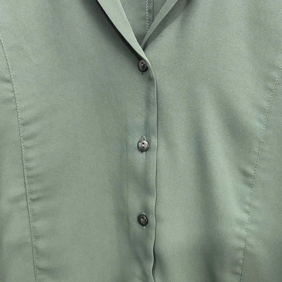 Forever 21 Dark Green Button-Down Blouse – Long Sleeve, Size S - photo 5