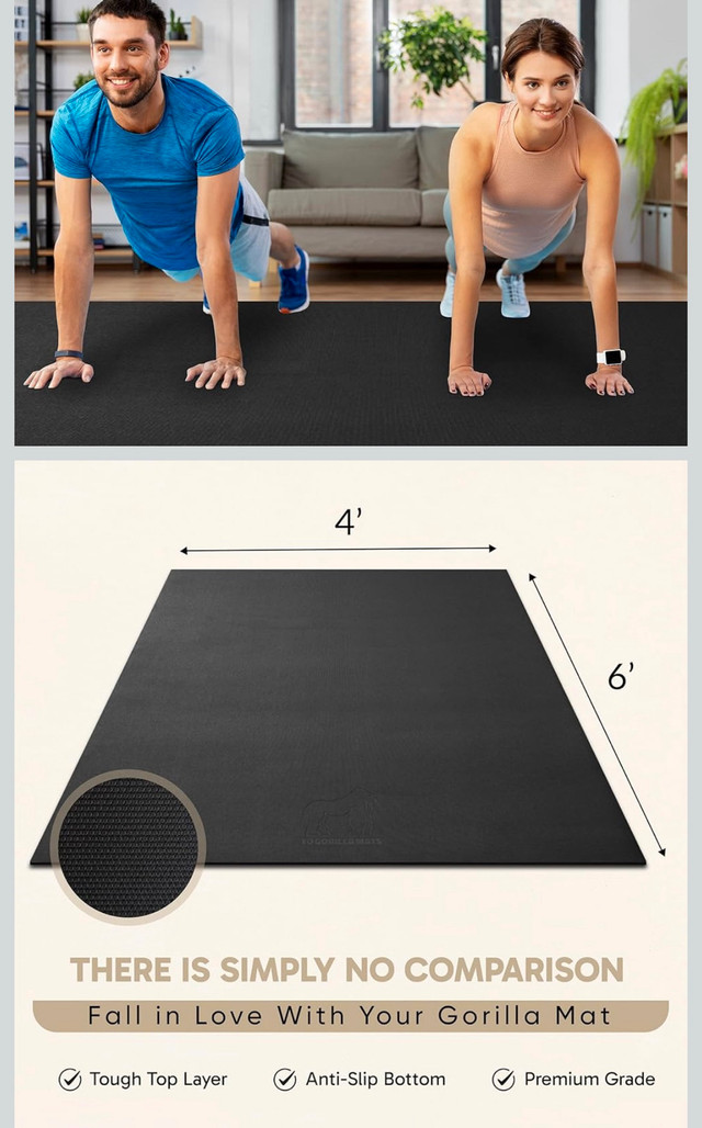 Gorilla Mats Premium Large Exercise Mat – 6' x 4' - photo 2