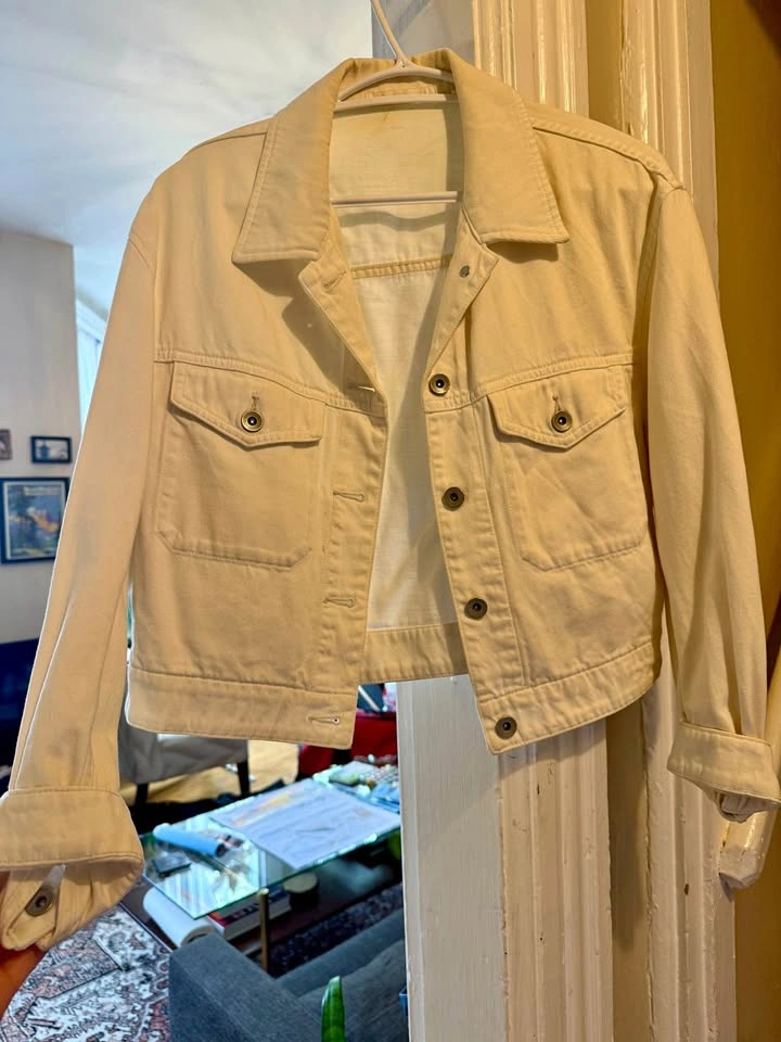 Uniqlo White Cropped Denim Jacket