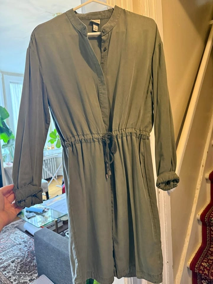 Green Brushed Fabric Utility Dress