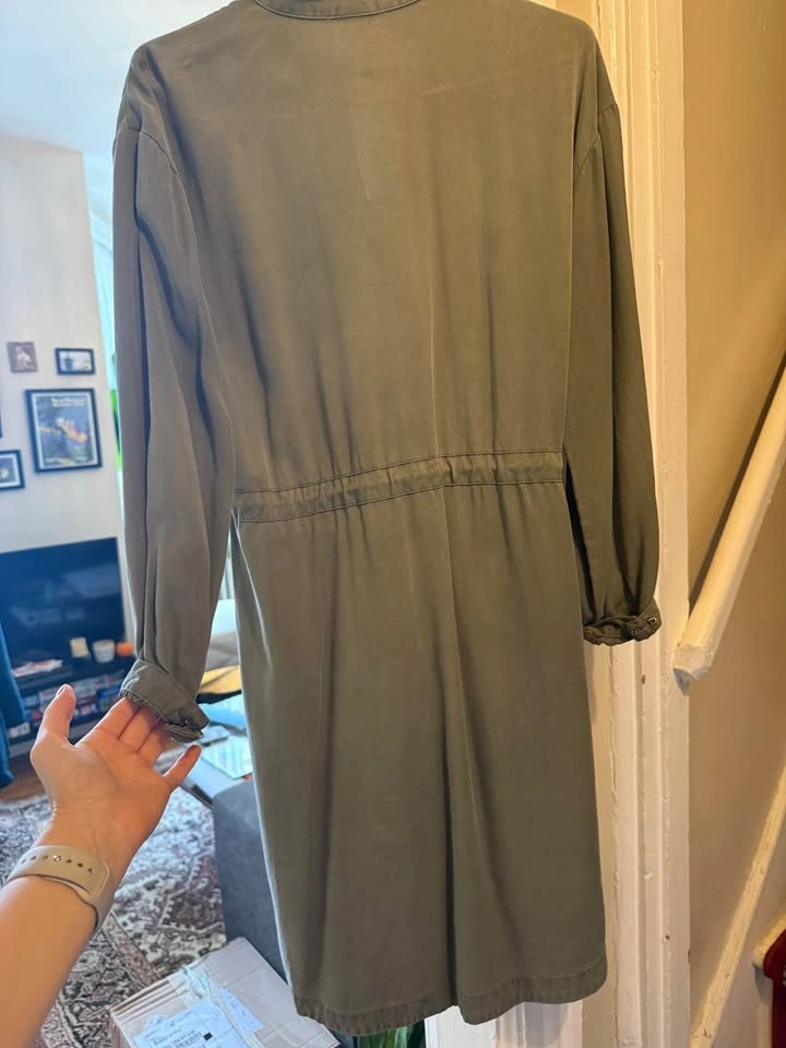 Green Brushed Fabric Utility Dress - photo 2