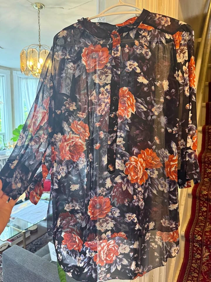 Wilfred Silk Floral Sheer Blouse