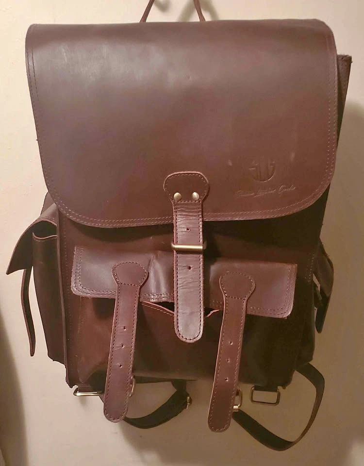 Saddle leather goods backpack