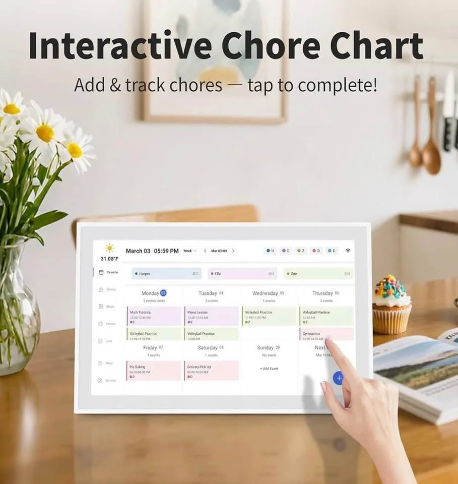 BOCT 21.5” Digital Family Calendar & Chore Chart image indicator(3)