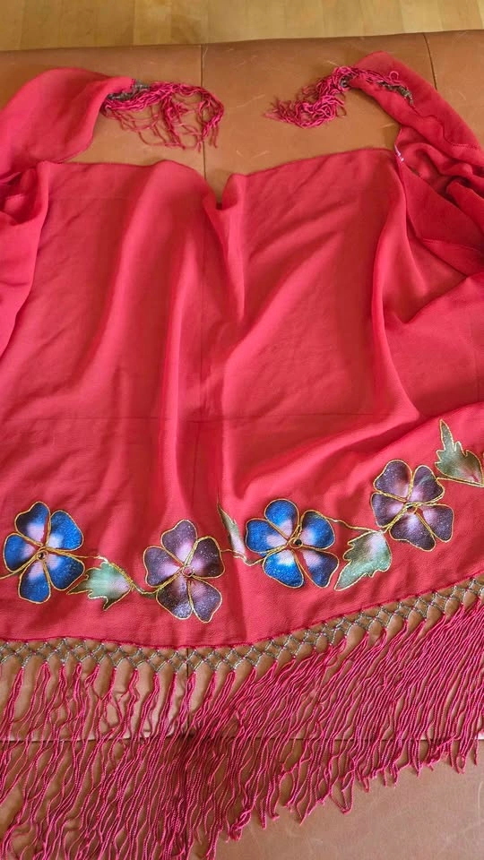 Boho Chic Floral Red Fringe Sarong/Scarf - photo 2
