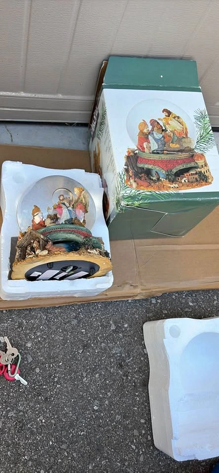 Musical water globe nativity scene