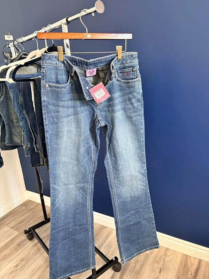 Vintage Y2K Harley Davidson Rhinestone Jeans NWT Size 6