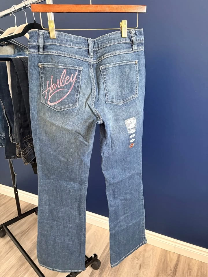 Vintage Y2K Harley Davidson Rhinestone Jeans NWT Size 6 - photo 2