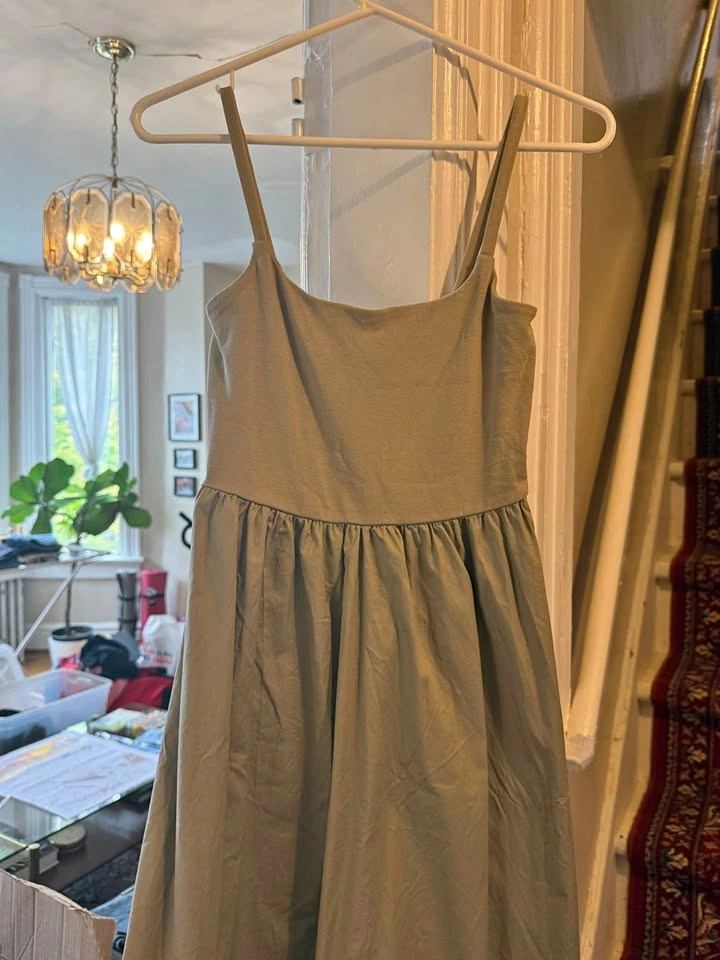Old Navy Sage Green Cotton Blend Midi Dress