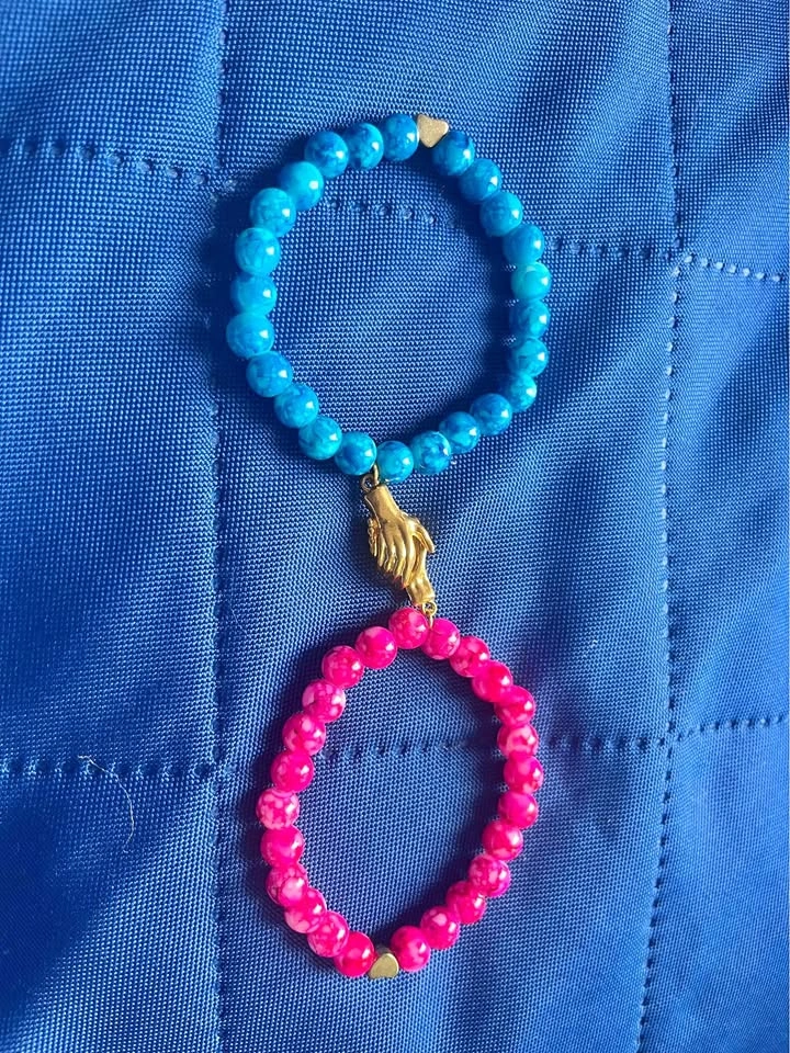 Matching Magnetic Couple Bracelets – Blue, Pink, White & Black