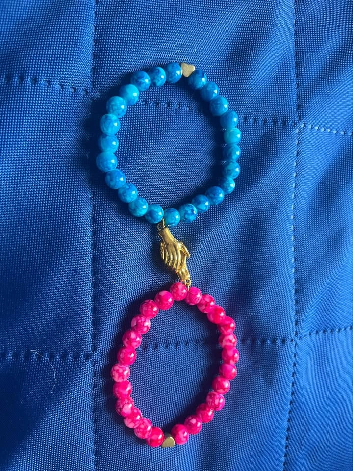 Matching Magnetic Couple Bracelets – Blue, Pink, White & Black - photo 2
