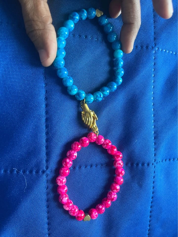Matching Magnetic Couple Bracelets – Blue, Pink, White & Black - photo 3