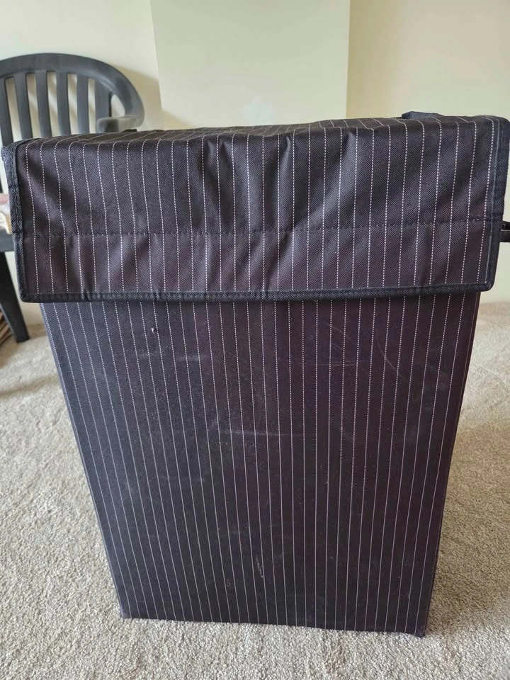 Pinstripe Fabric Laundry Hamper with Lid