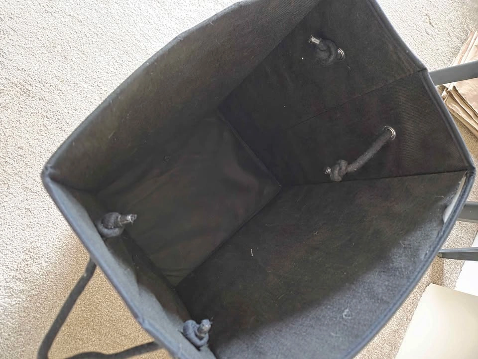 Pinstripe Fabric Laundry Hamper with Lid - photo 2