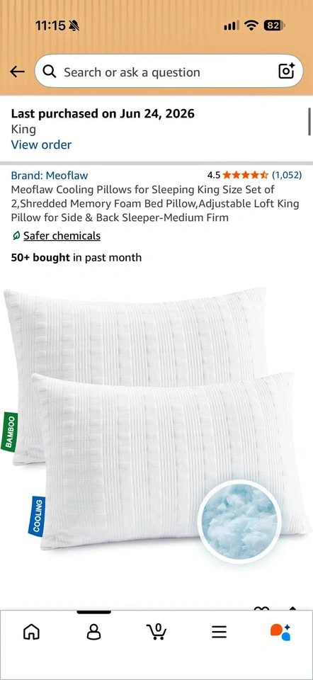 2 Meoflaw Cooling King Pillows - Like New