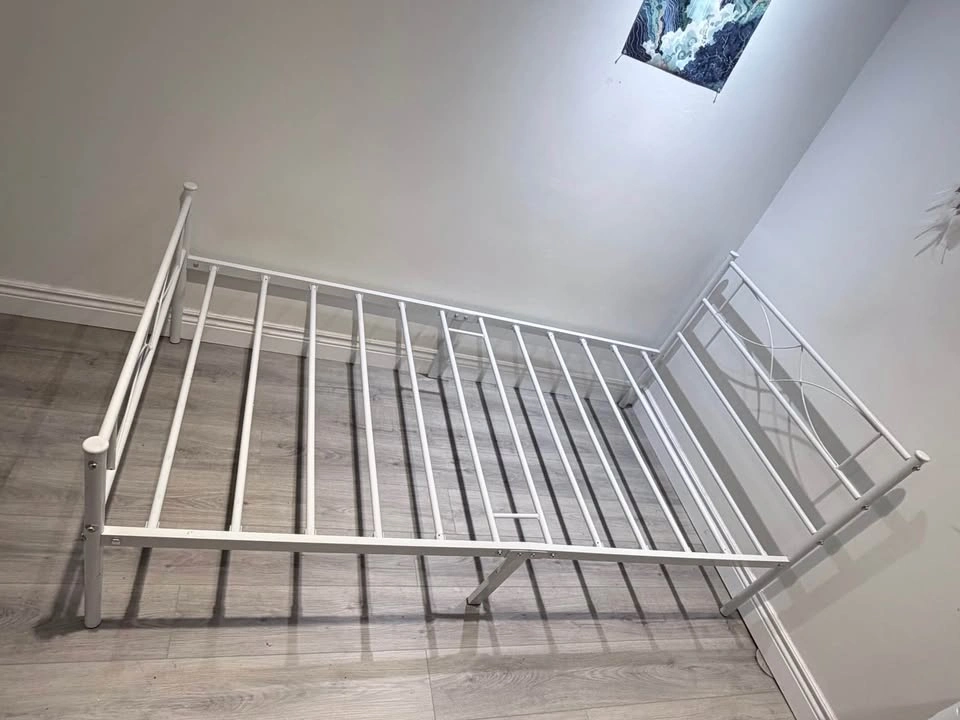 White Metal Twin Bed Frame with Headboard & Footboard - photo 2