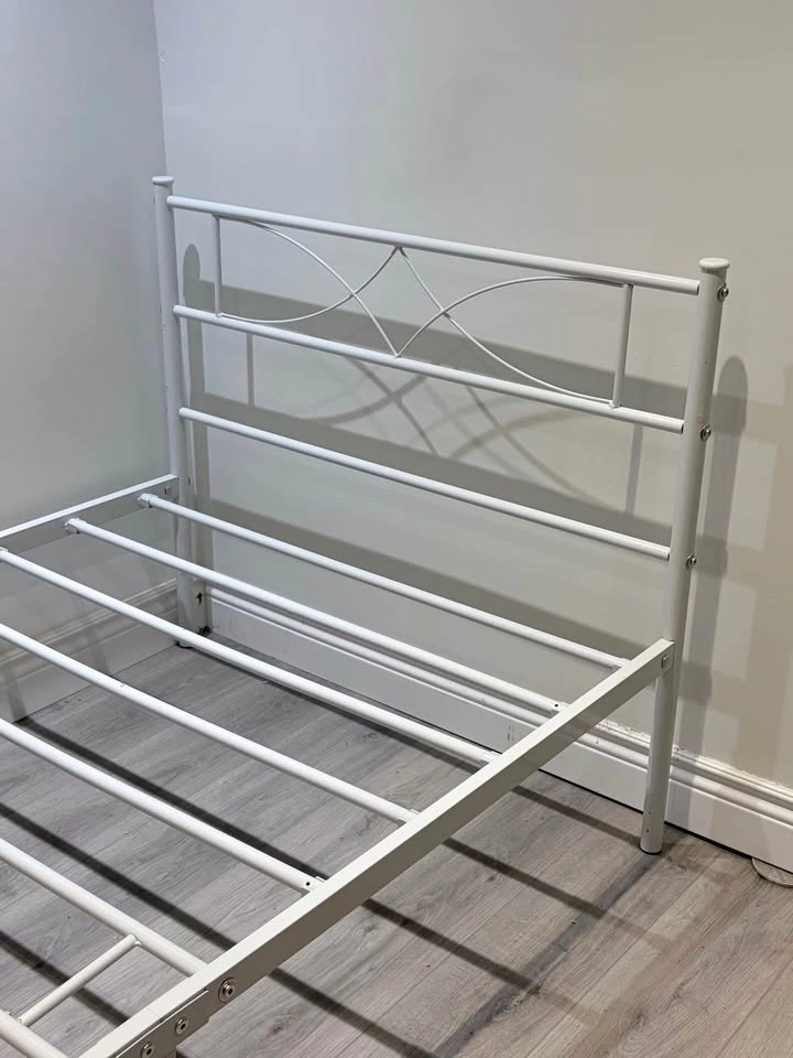 White Metal Twin Bed Frame with Headboard & Footboard - photo 3