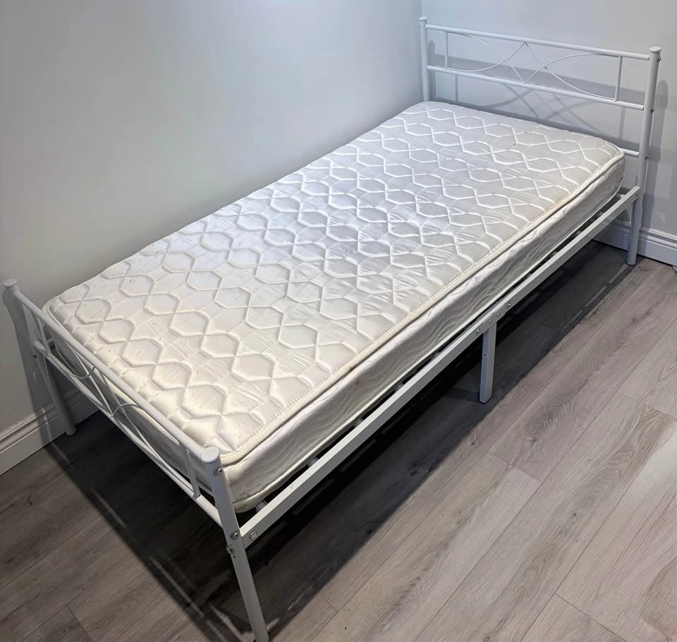 White Metal Twin Bed Frame with Headboard & Footboard - photo 5