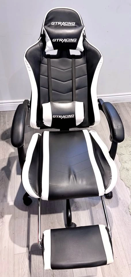 GTRacing GTW-200 Gaming Chair with Footrest (Black/White) - photo 2