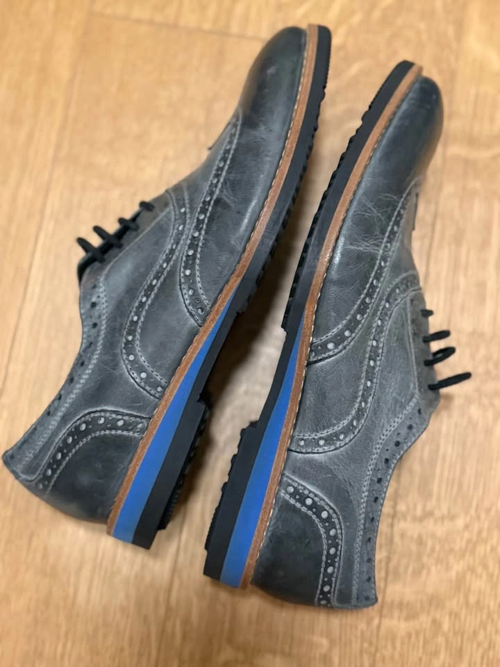 Valleverde Made in Italy Black Leather Wingtip Oxford Shoes - photo 3