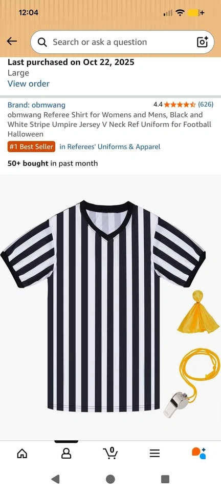 Referee Uniform / T-shirt with Whistle - Halloween Costume - photo 2