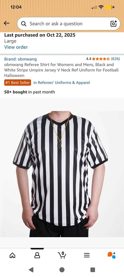 Referee Uniform / T-shirt with Whistle - Halloween Costume - photo 3