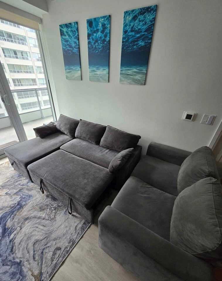 Grey Sectional Sleeper Sofa and Loveseat Set - photo 4