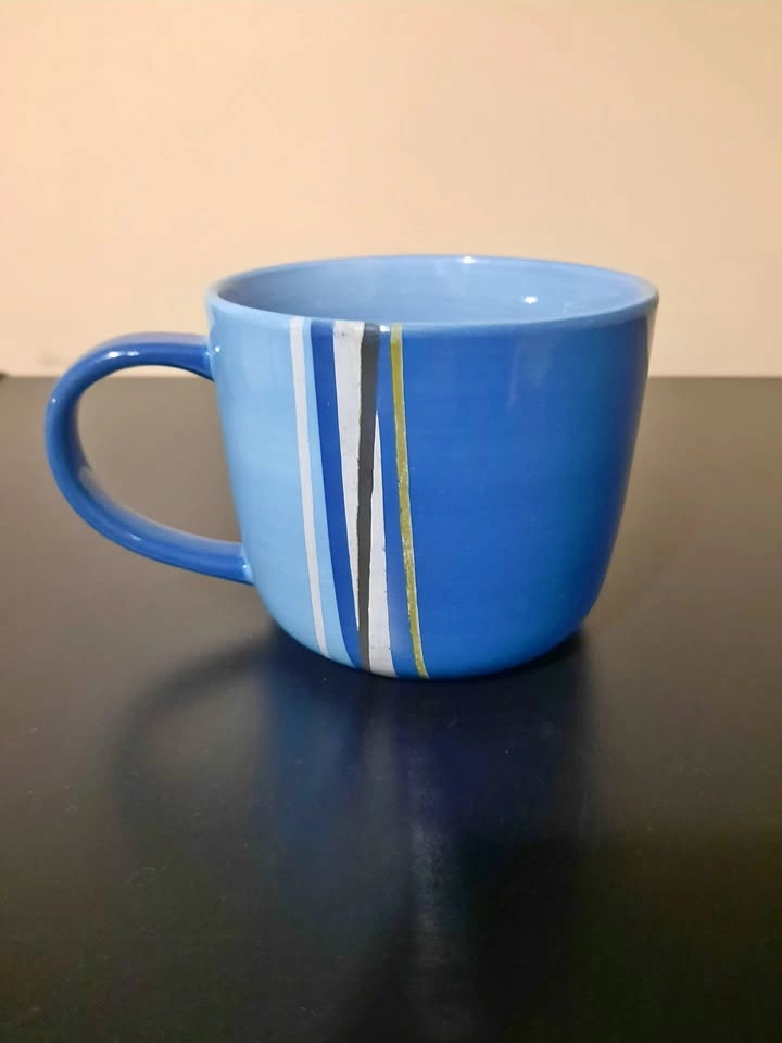 Starbucks Coffee 2008 Ceramic Blue Striped Mug, 16 fl. oz.