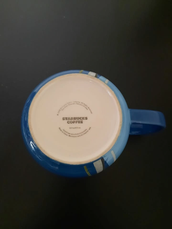 Starbucks Coffee 2008 Ceramic Blue Striped Mug, 16 fl. oz. - photo 4