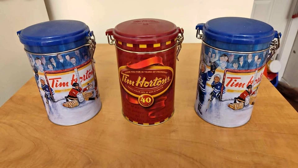 Tim Hortons Collectible Coffee Tins - 40th Anniversary & Hockey