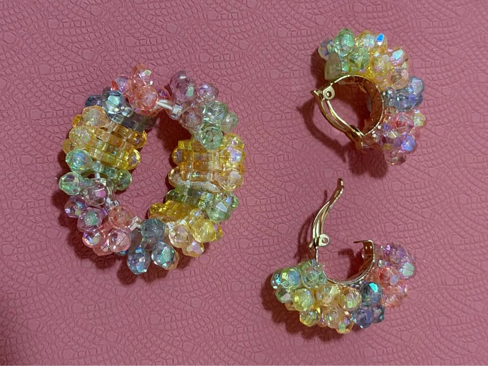 Vintage Gradient Crystal Cluster Clip On Earrings - photo 3