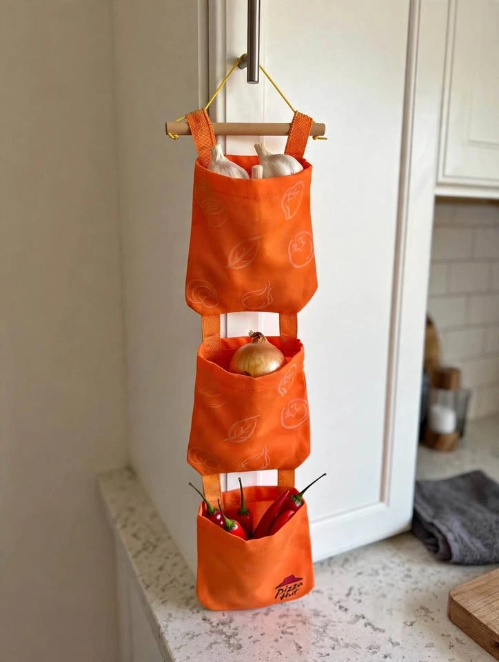 Hanging Organizer - 3 Pocket Wall Storage - Orange